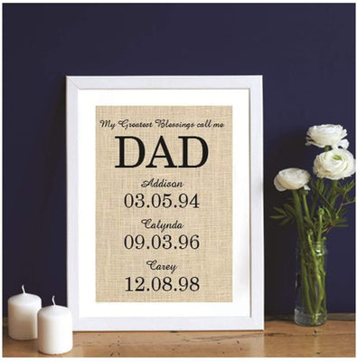 DAD Family Date Sign Burlap Print - BOSTON CREATIVE COMPANY