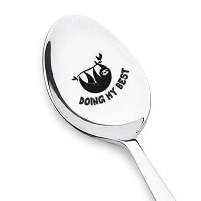 Engraved Stainless Steel Spoon-Funny Sloth Birthday Gift Ideas for Men Women - BOSTON CREATIVE COMPANY