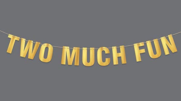 Funny “Two Cool” Birthday Banner – Gold 2nd Birthday Party Decorations For Boys & Girls
