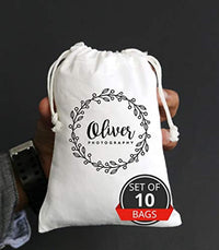 Personalized Favor Bags - Personalize Logo Name Brand Print Drawstring Bags Custom Small fine Cotton Canvas Bag Gift Drawstring Pouches Jewelry Packaging Bags - BOSTON CREATIVE COMPANY