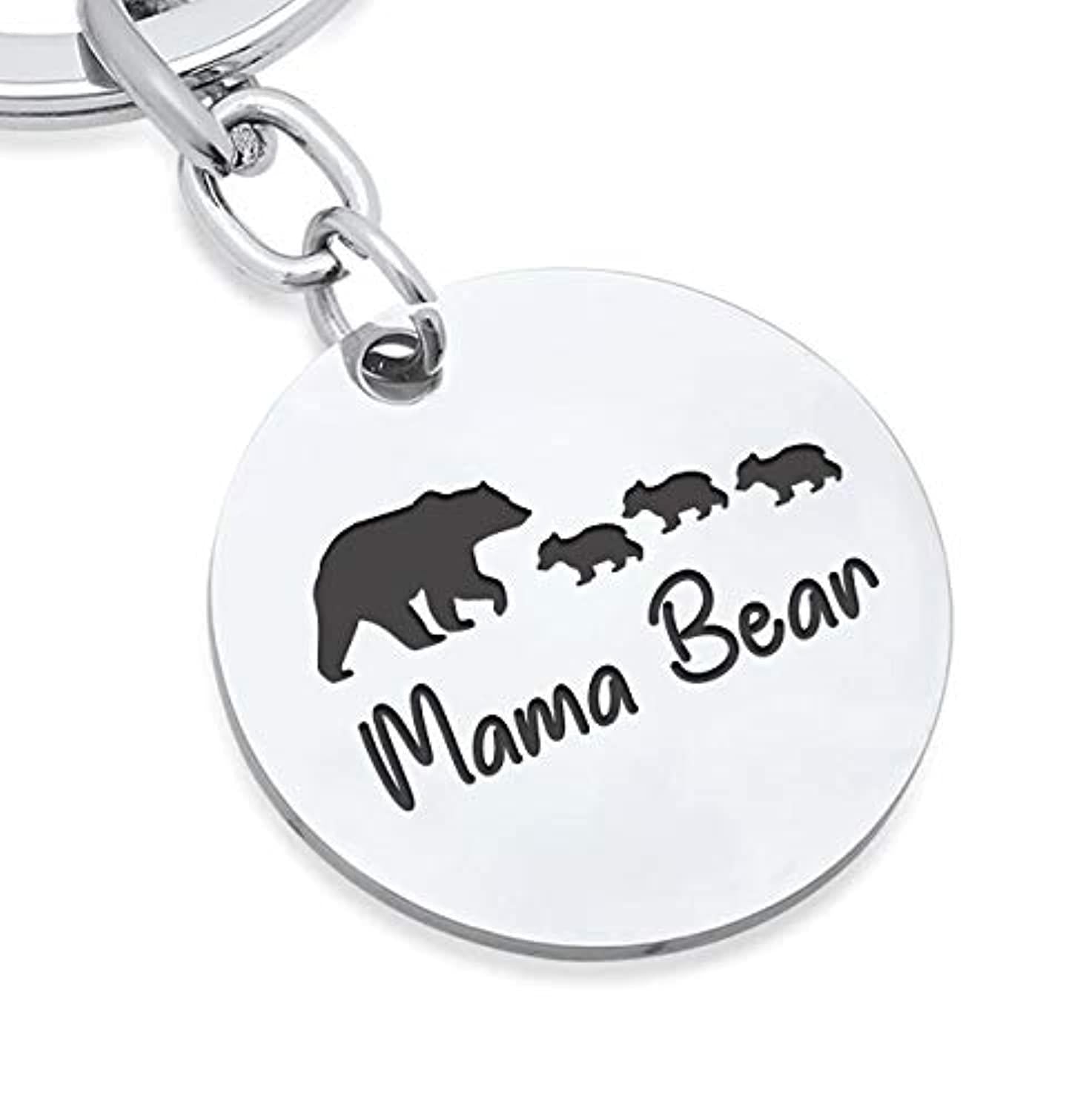 Sublimation Blanks Company Mama Bear with Tassel and Baby Bear Aluminum Keychain with Key Ring Sublimation Blank. Laserable! Mama Bears