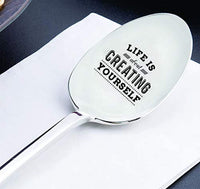 Coffee Spoon for Coffee Lovers - Life is About Creating Yourself with Cute Design - Engraved Silverware - Best Selling Item - Gift for Him - Gift for Her - Lovers Gift - Spoon Gift - BOSTON CREATIVE COMPANY