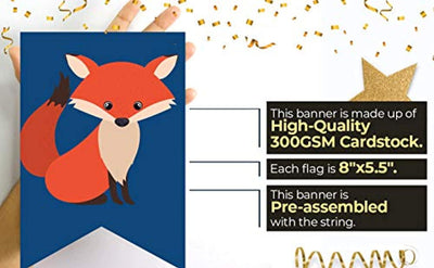 Woodland first birthday party decoration|Woodland birthday banners|First birthday boy |Forest animal party supplies|Wild one party supplies|Woodland baby shower. - BOSTON CREATIVE COMPANY