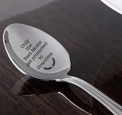 Only the Best Moms Get Promoted To Grandma - cute spoon - spoons engraved - engraved spoon - coffer lover - pregnancy announcement - pregnancy gifts - BOSTON CREATIVE COMPANY