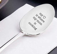Engraved Coffee Spoon Gift For Her - The Best Mom "My Heart Is Where My Mom Is Cooking" Mother's Day Gift For Mom - Unique Gift For Mummy - Coffee Lovers Gift Ideas - BOSTON CREATIVE COMPANY