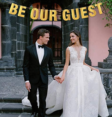 Be Our Guest Banner Bachelorette Engagement Bridal Shower Baby Shower Birthday Party Favor Supplies -Family Reception Housewarming Welcome Banner For Home Garden Party Decoration - BOSTON CREATIVE COMPANY