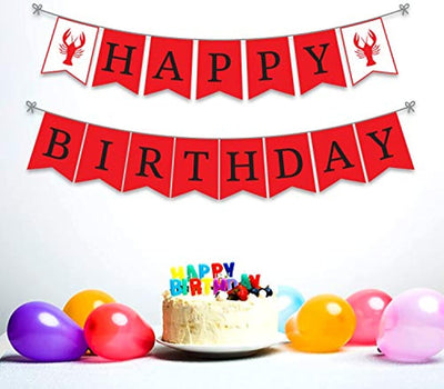 Ideas from Boston- Crawfish Boil Theme Happy Birthday Party Banner, Red & White Birthday Party Celebration Sign, Crawfish Boil Party Supplies Decorations, Boil Birthday Party Banner - BOSTON CREATIVE COMPANY