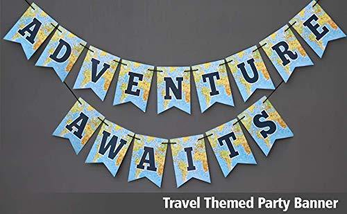 Adventure Awaits Travel Themed Party World Awaits Bon Voyage Card-stock Banner - BOSTON CREATIVE COMPANY