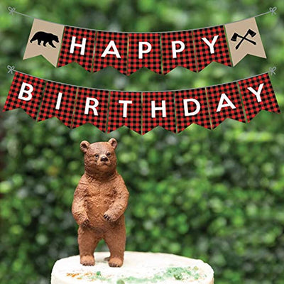 Lumberjack happy birthday banner|Lumberjack birthday party decorations buffalo plaid theme party supplies|Lumberjack Birthday Banner for Kids/Boys/Camping theme/Baby Shower/Birthday Party Decoration - BOSTON CREATIVE COMPANY