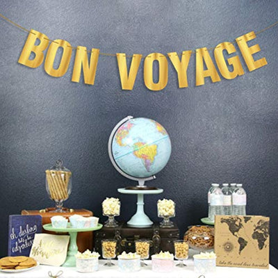 Travel Bon Voyage Banner Travel Themed Party Supplies For Birthday Graduation Retirement Farewell Adventure-Going Away Party Decorations For Men Or Women Long Distance Goodbye Banner Sign - BOSTON CREATIVE COMPANY