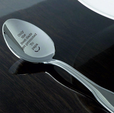 Only the best dads get promoted to papa- cute spoon- engraved spoon- coffer lover - BOSTON CREATIVE COMPANY