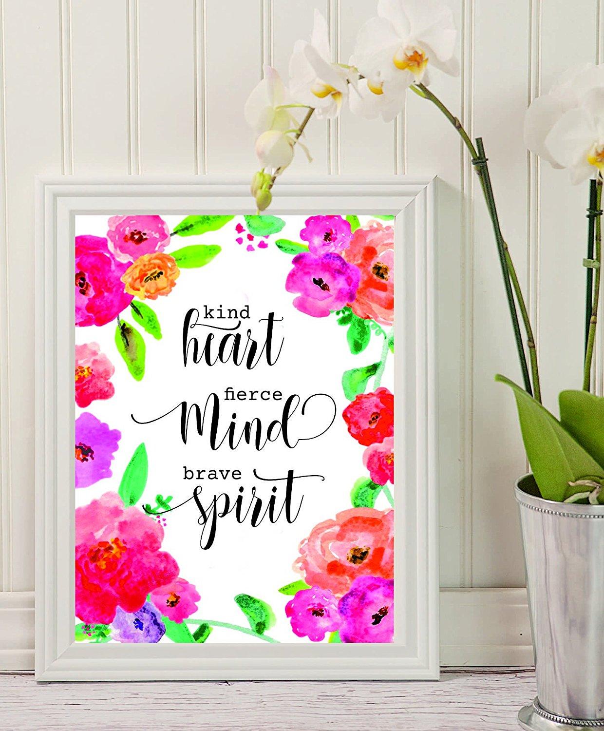 Motivational Print - Kind heart fierce mind brave spirit - living room -  Floral Print - Inspirational Quote - Home Decor - Office Decor - Printable  Decor - Calligraphy Art - positive quotes - kind – BOSTON CREATIVE COMPANY