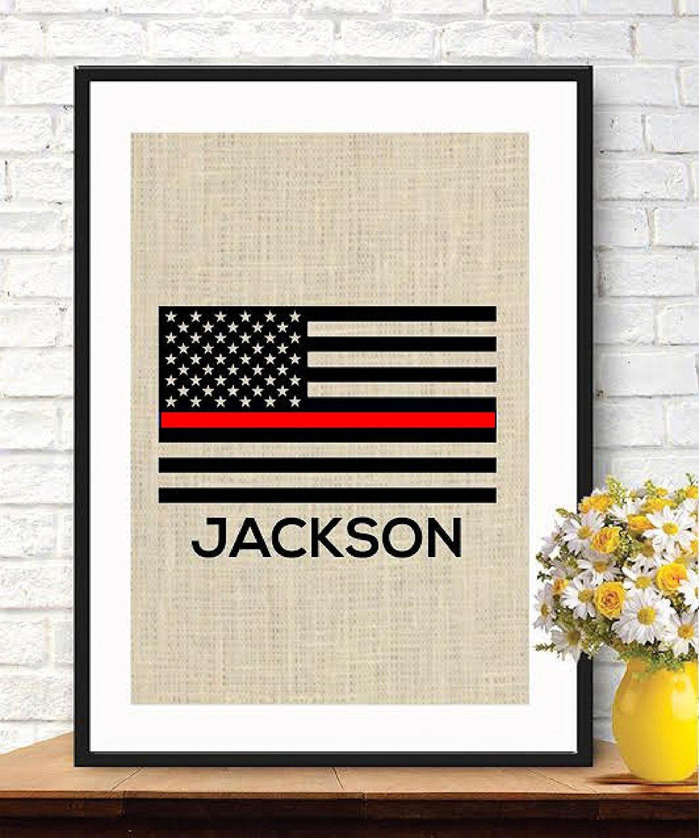 Custom Thin Red Line American Flag print wall art-Qty-110 - BOSTON CREATIVE COMPANY