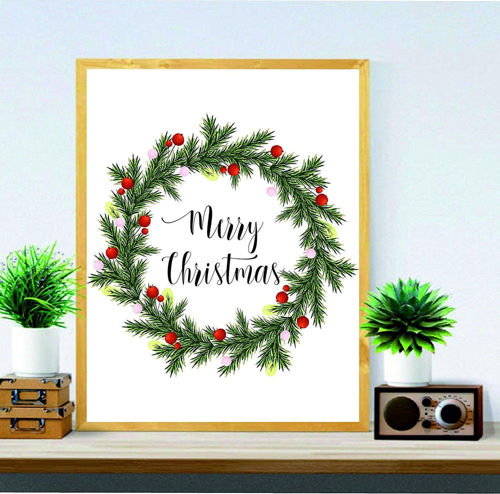 Merry Christmas wall art holiday print Christmas gifts holiday art decor Christmas wall decor Xmas quote printable calligraphy print - BOSTON CREATIVE COMPANY