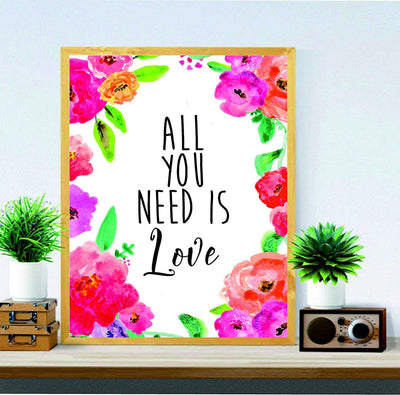 All You Need Is Love - Office Quote - Funny Quote Art - wall art - gifts for women - BOSTON CREATIVE COMPANY