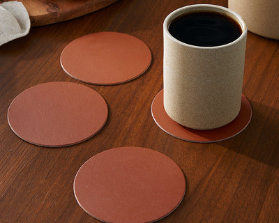 Leather coaster set for dining table