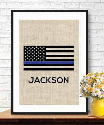 Personalized Police Officer Gifts Police Sign Rustic Thin Blue