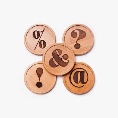 Wooden Coasters - Punctuation Coasters (Set of 5) - BOSTON CREATIVE COMPANY