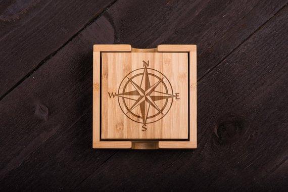 nautical style Wooden Coasters set of 6 - BOSTON CREATIVE COMPANY