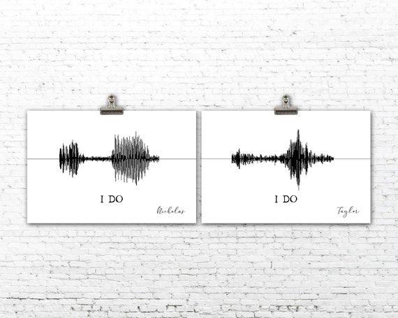 Custom Sound Wave Art Print Anniversary Gift I Do Master Bedroom Decor - BOSTON CREATIVE COMPANY