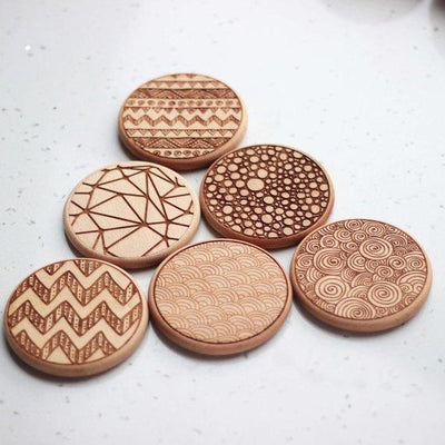 Personalized engraved Wood coasters - set of 6 - BOSTON CREATIVE COMPANY