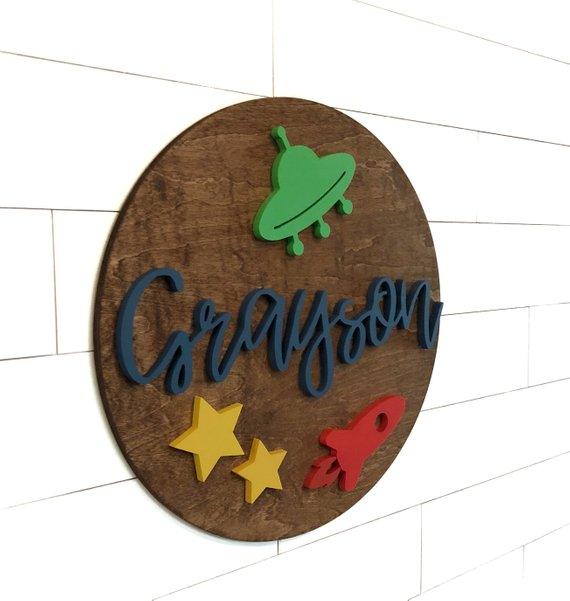 Custom Name Sign | 24" Round Sign | Baby Name Sign - BOSTON CREATIVE COMPANY