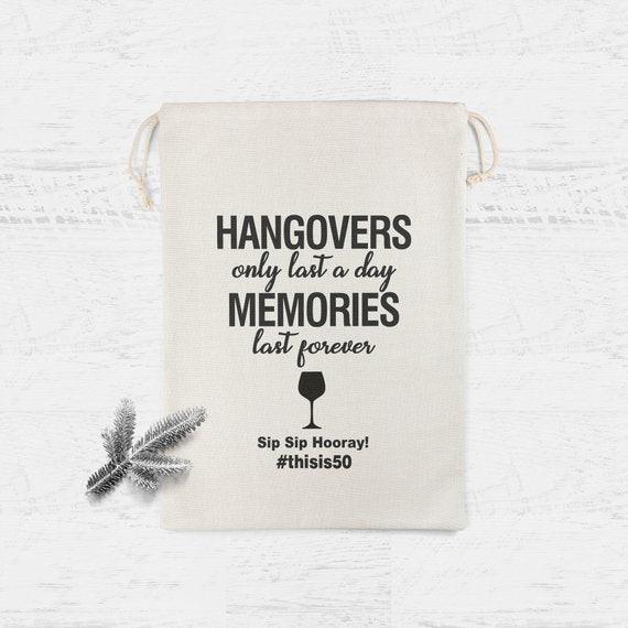 HANGOVER Party Favor Bag Set of 100, Bachelorette Party Favor Bag - BOSTON CREATIVE COMPANY