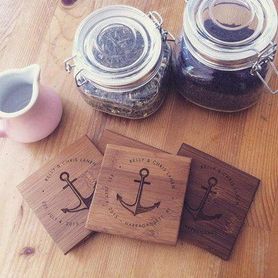 Nautical Anchor Engraved Coaster Set - BOSTON CREATIVE COMPANY