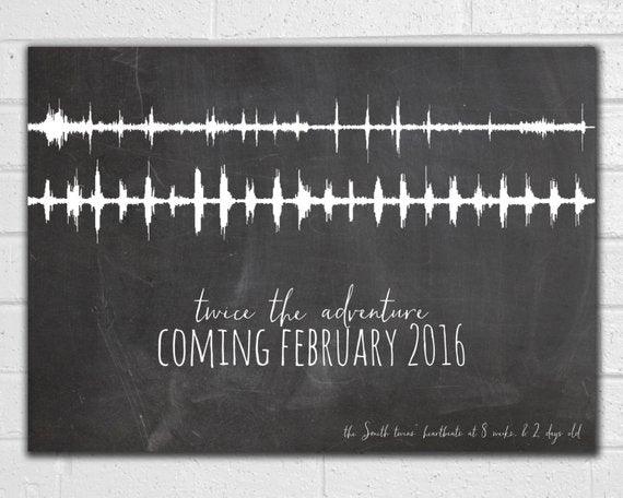 Twins Pregnancy Announcement Ultrasound Heartbeat Sound Wave Art - BOSTON CREATIVE COMPANY