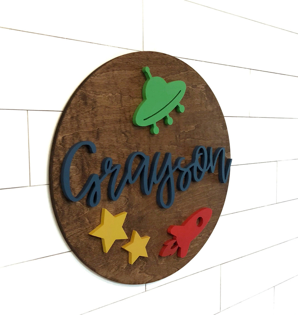 24 " Custom Nursery Sign | Round Sign | Baby Name Sign - BOSTON CREATIVE COMPANY