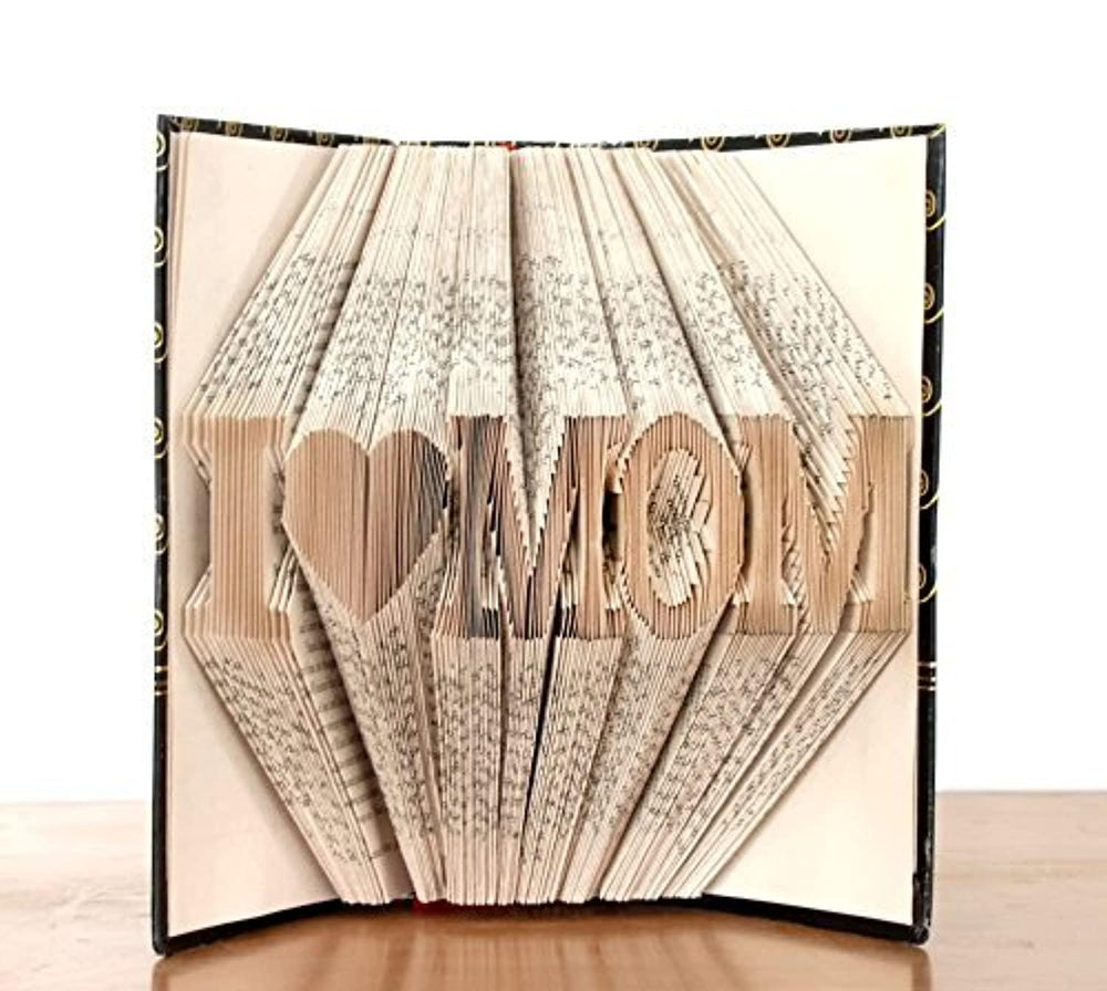 Pages of a book folded as I love Mom