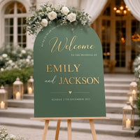Arch Acrylic Wedding Welcome Sign, Sage Green Ceremony Entrance Decor