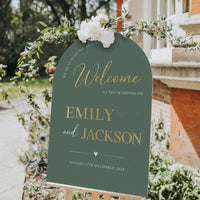 Arch Acrylic Wedding Welcome Sign, Sage Green Ceremony Entrance Decor