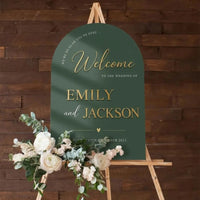 Arch Acrylic Wedding Welcome Sign, Sage Green Ceremony Entrance Decor