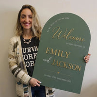 Arch Acrylic Wedding Welcome Sign, Sage Green Ceremony Entrance Decor