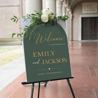 Arch Acrylic Wedding Welcome Sign, Sage Green Ceremony Entrance Decor