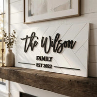Personalized Wooden Family Name Sign, Custom Established Date Plaque, Modern Wall Decor