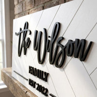 Personalized Wooden Family Name Sign, Custom Established Date Plaque, Modern Wall Decor