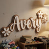 Personalized Floral Name Sign, Custom 3D Daisy Wood Shelf Decor, Girls Nursery Name Plaque