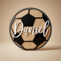 Personalized Football Name Sign ,Custom Soccer Wall Decor , Boys Room Name Plaque, Plywood Acrylic Sport Sign, Kids Football Bedroom Art