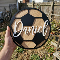 Personalized Football Name Sign ,Custom Soccer Wall Decor , Boys Room Name Plaque, Plywood Acrylic Sport Sign, Kids Football Bedroom Art