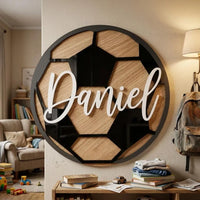 Personalized Football Name Sign ,Custom Soccer Wall Decor , Boys Room Name Plaque, Plywood Acrylic Sport Sign, Kids Football Bedroom Art
