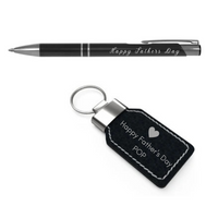 Fathers Day Gift Set - Engraved Pen and Key Ring for Fathers