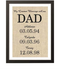 DAD Family Date Sign Burlap Print - BOSTON CREATIVE COMPANY