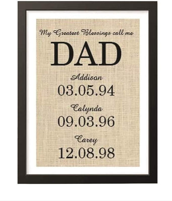 DAD Family Date Sign Burlap Print - BOSTON CREATIVE COMPANY