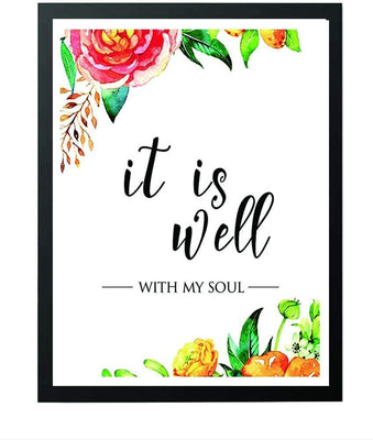 Printable quote - it is well with my soul Christian Wall Print - Living Room Wall Art Decor - Wedding Art - Scripture Floral Quote Print - Home Decor - BOSTON CREATIVE COMPANY