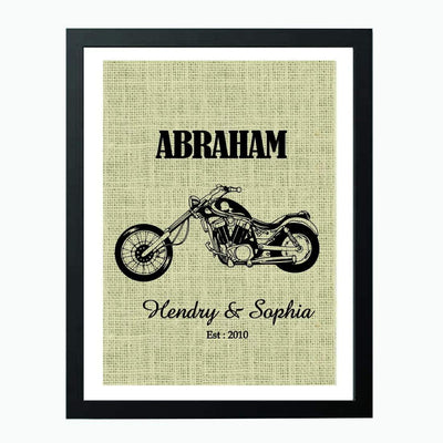 Motorcycle Lovers Unique Burlap Print Gift - BOSTON CREATIVE COMPANY