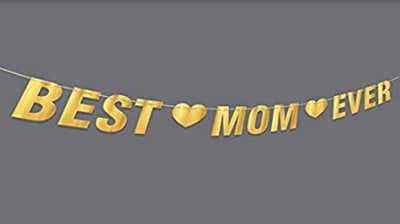 Best Mom Ever Mother’s Day Decor from Daughter and Son Hanging Banner-mom Birthday Party Decorations-Christmas Gifts -Party Supplies-Special Unique Gift for Mom-Gold Foil Hanging Banner - BOSTON CREATIVE COMPANY