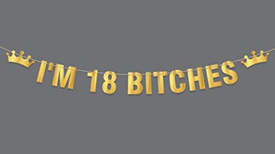 18th Birthday Funny Abusive Birthday Decorations For Teen Bday Party Decorations- I'm 18 Bitches Banner 18th Bday Party Supplies -Eighteenth Women Birthday Celebration Of Life Ideas - BOSTON CREATIVE COMPANY