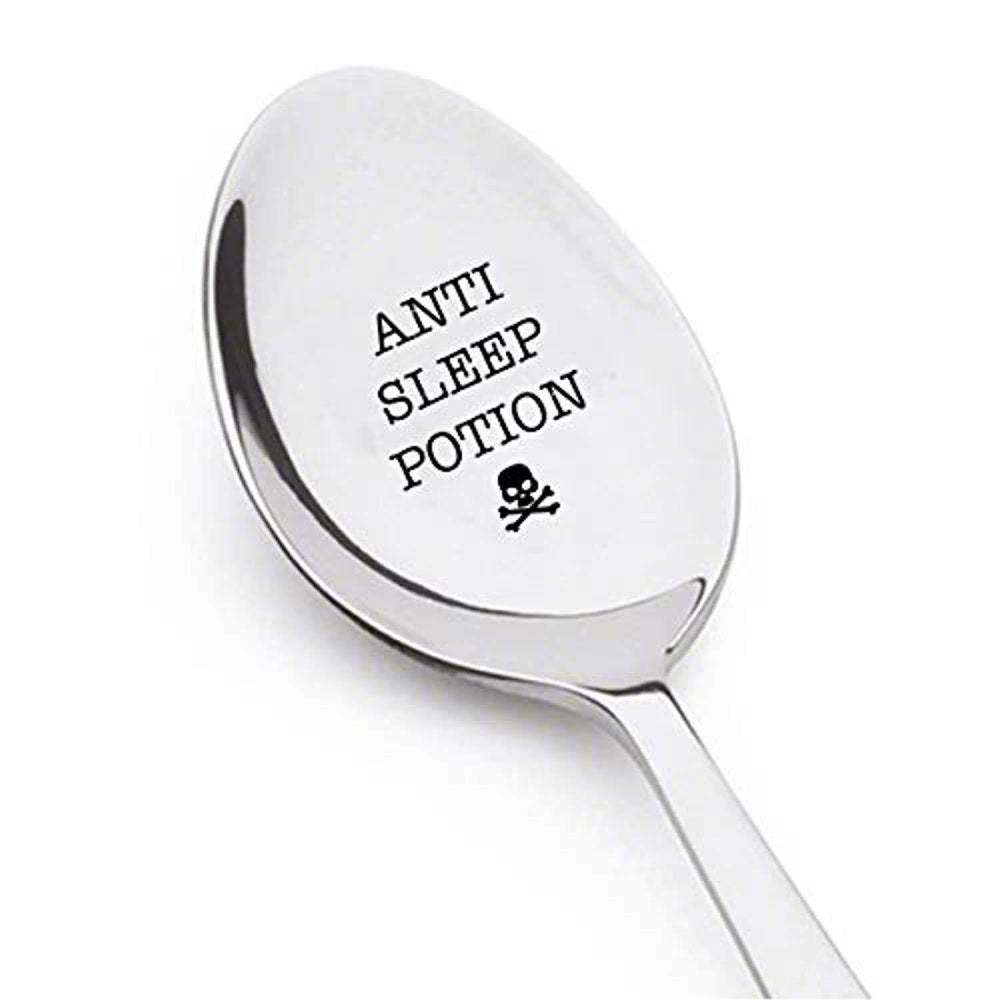 Anti Sleep Potion Engraved Stainless Steel Spoon- Best Present - Best selling Gifts - Small Cute Gifts For Sleepy Friends - BOSTON CREATIVE COMPANY